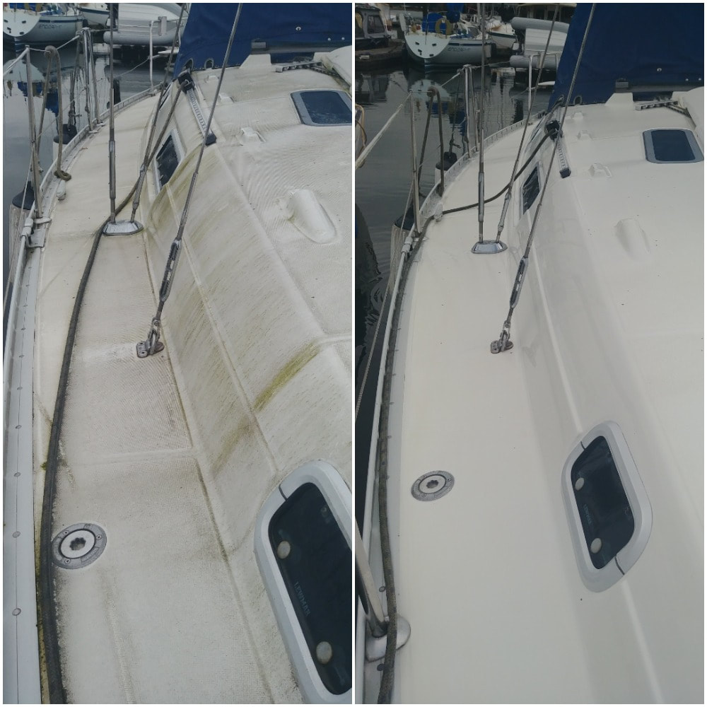 Boat detailing before and after